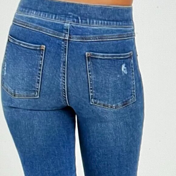 Spanx Women's Distressed Skinny Blue Jeans Size M - Picture 2 of 12